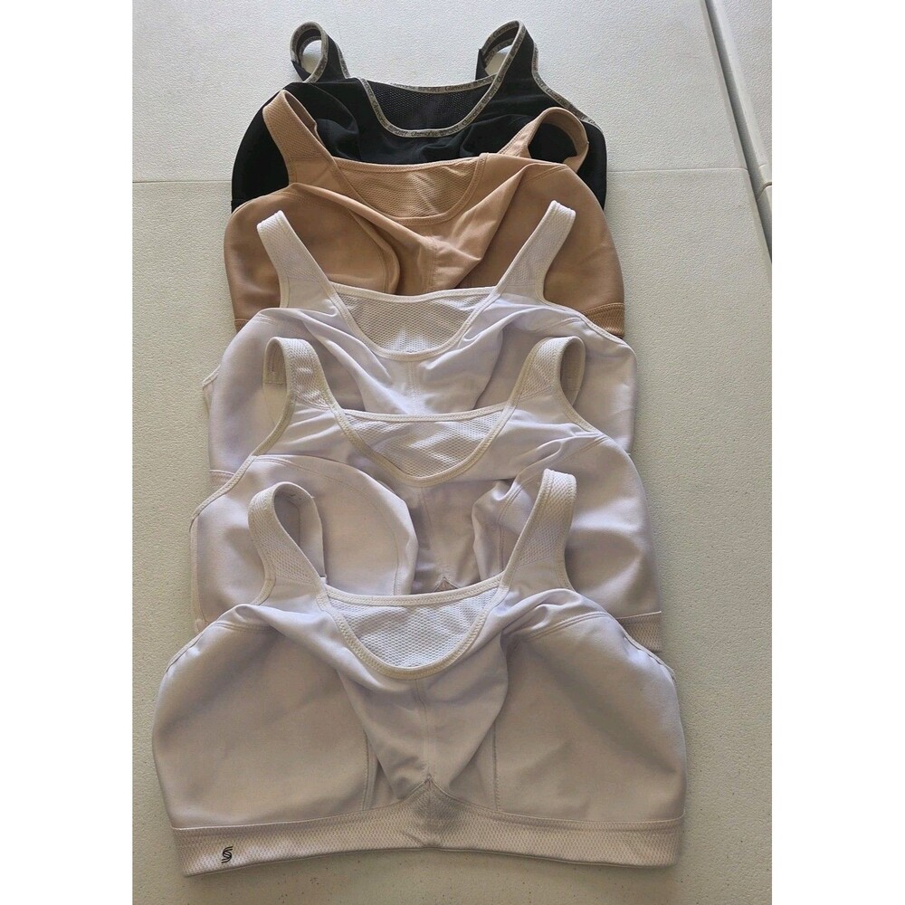 Glamorise Sports bra 1066 No-Bounce Camisole Size 40F Lot Of 5 White Nude Black